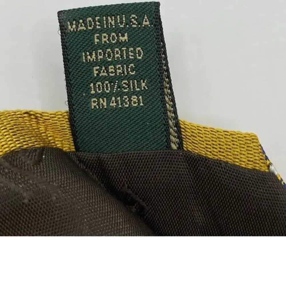 Vintage Lauren Ralph Lauren Men Silk Tie Necktie Mustard Gold Geometric USA Made